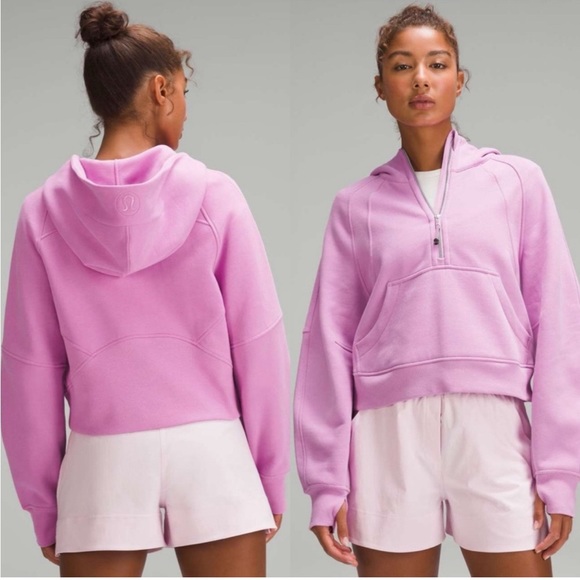 XS/S Scuba Oversized Half-Zip Hoodie Dahlia Mauve  NWT still in package - Picture 2 of 8